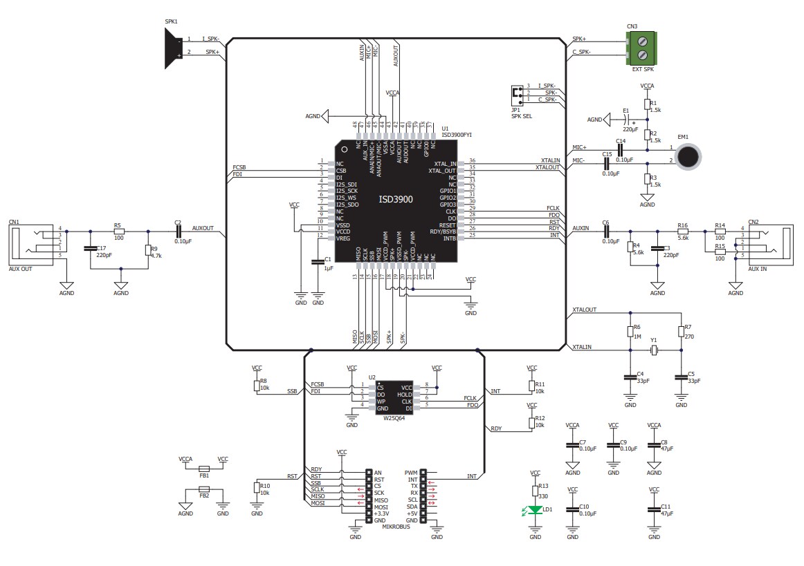 Schematic - Mikroe MIKROE-3345 Rec & Play Click